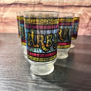 (6) Vintage 1970s Arby's Stained Glass Tumblers 10-12oz Possibly Libbey
